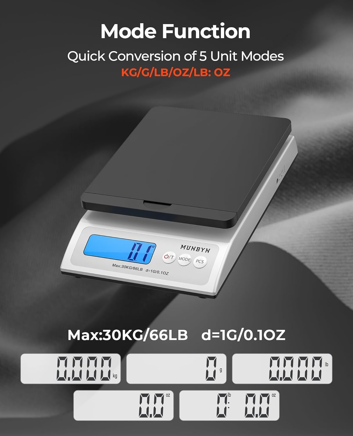 image:imageMUNBYN Shipping Scale Accurate 66lb01oz Postal Scale with Sweet Pink Style HoldTearPCS Function AutoOff Battery amp AC Adapter BackLit LCD Display Digital Scale for Packages and Food PinkBlack