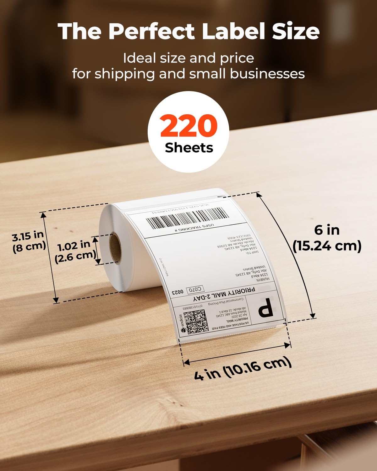 image:imageMUNBYN Thermal Direct Shipping Labels 4x6 Labels for Thermal Printer 500 Sheets1 Rolls Commercial Grade220 Labels