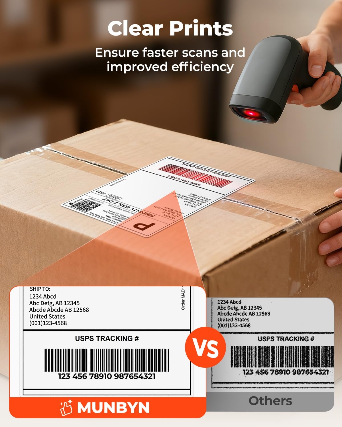 image:imageMUNBYN Thermal Direct Shipping Labels 4x6 Labels for Thermal Printer 500 Sheets1 Rolls Commercial Grade220 Labels