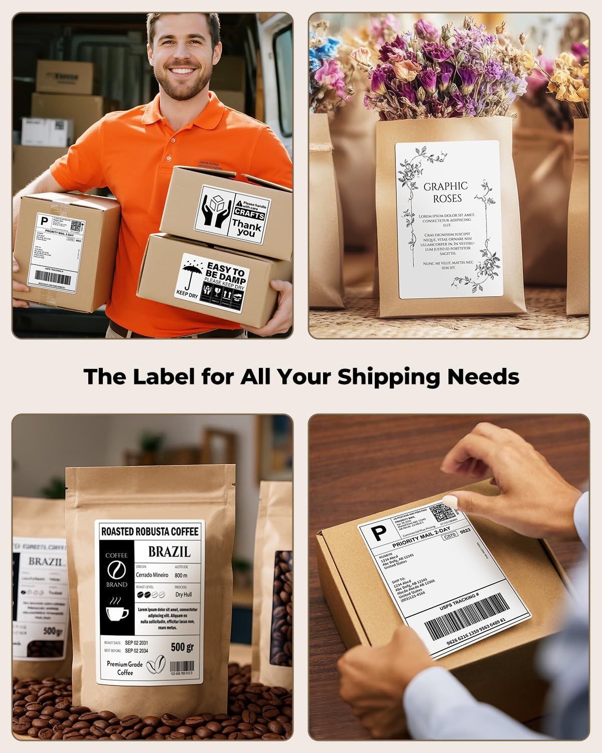 image:imageMUNBYN Thermal Direct Shipping Labels 4x6 Labels for Thermal Printer 500 Sheets1 Rolls Commercial Grade220 Labels