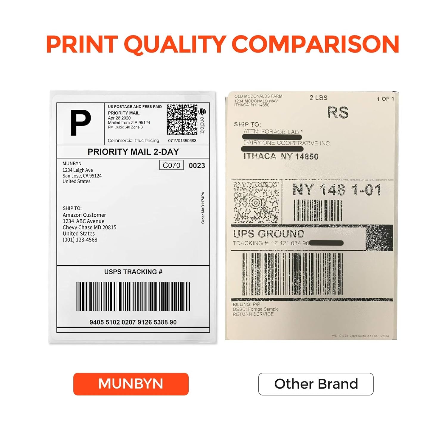 image:imageMUNBYN Thermal Direct Shipping Labels 4x6 Labels for Thermal Printer 500 Sheets1 Rolls Commercial Grade2204 Labels