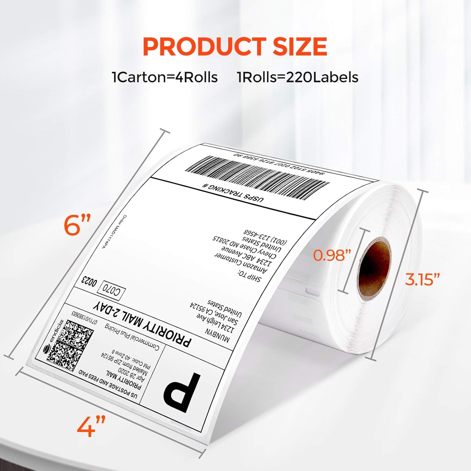 image:imageMUNBYN Thermal Direct Shipping Labels 4x6 Labels for Thermal Printer 500 Sheets1 Rolls Commercial Grade2204 Labels