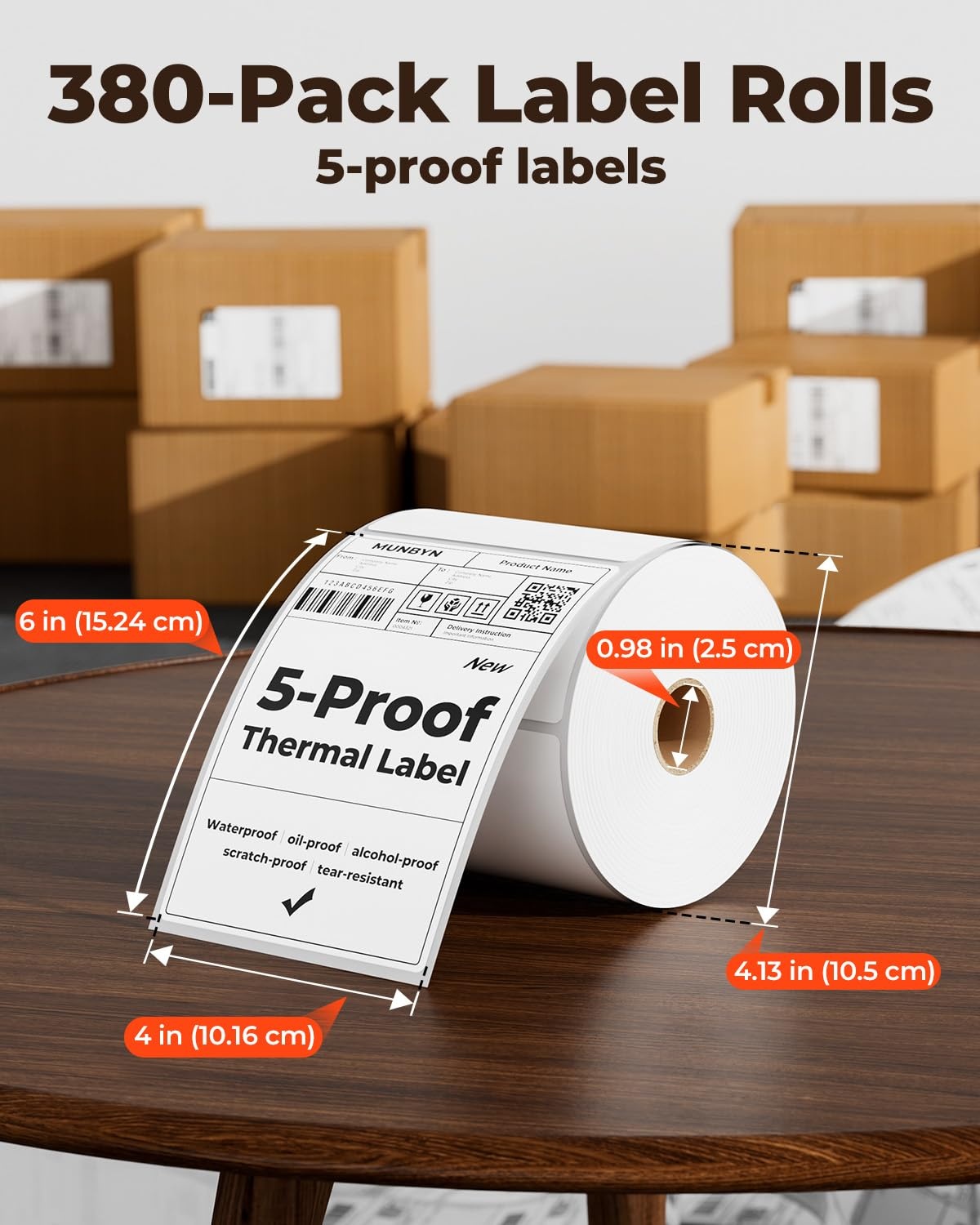 image:imageMUNBYN Thermal Direct Shipping Labels 4x6 Labels for Thermal Printer 500 Sheets1 Rolls Commercial Grade380 Labels