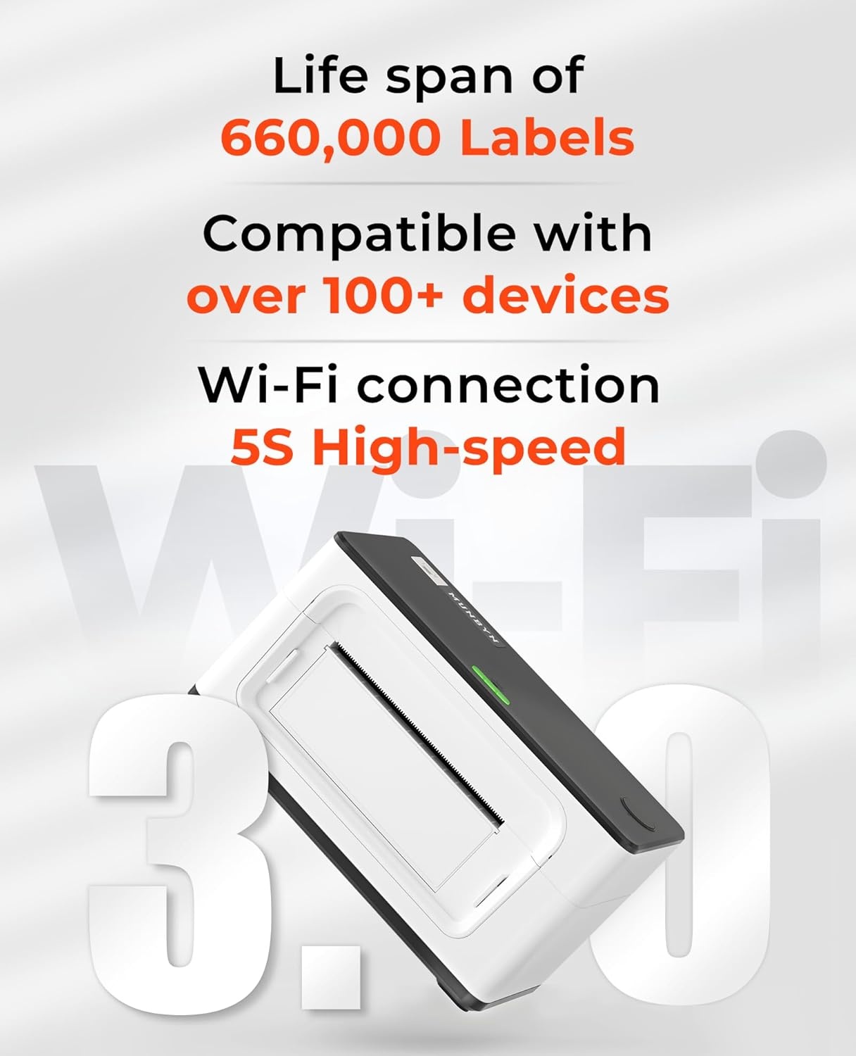 image:imageMUNBYN Wireless WiFi Thermal Printer Shipping Label Printer Compatible with AirPrint iPhone iPad MacOS Android Windows Suit for Small BusinessNo Ink Fast amp Clear PrintingWhite