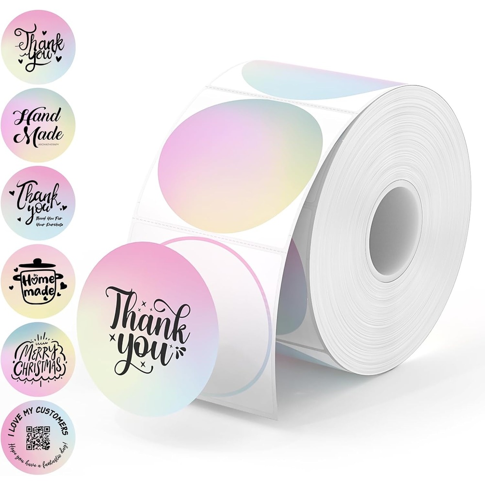 image:imageMUNBYN 2 Inch Round Thermal Labels Direct Thermal Printer Labels for Small Businesses DIY Logo Design 750 Sheets1 RollGradient Pink