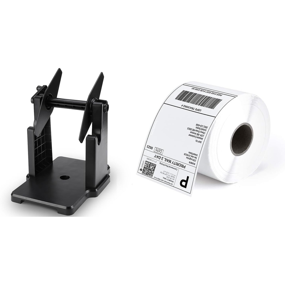 image:imageMUNBYN 2 in 1 External Rolls Label HolderThermal Direct Shipping Label Pack of 500 4x6 Per Roll Labels