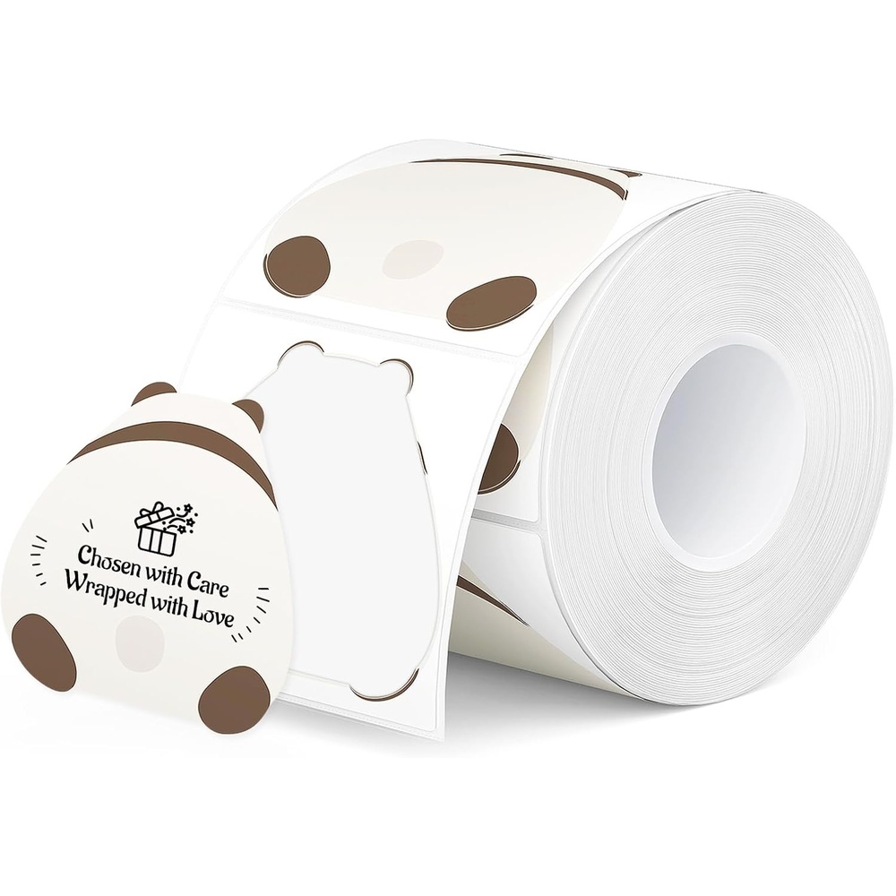 image:imageMUNBYN 200 Pcs Panda Cartoon Label Stickers Direct Cute Animal Roll Thermal Stickers Printable Small Animal Stickers Labels for Kids School Water BottleBack