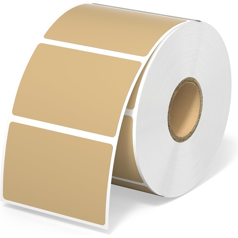 image:imageMUNBYN 225x125 Thermal Sticker Labels Blue SelfAdhesive Barcode Label Paper for Direct Thermal Printer and Business MultiPurpose Rectangle Address Shipping Mailing Stickers1000 SheetsRollBrown