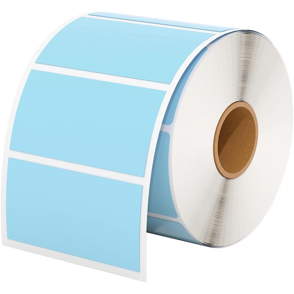 image:imageMUNBYN 225x125 Thermal Sticker Labels Blue SelfAdhesive Barcode Label Paper for Direct Thermal Printer and Business MultiPurpose Rectangle Address Shipping Mailing Stickers1000 SheetsRollBlue