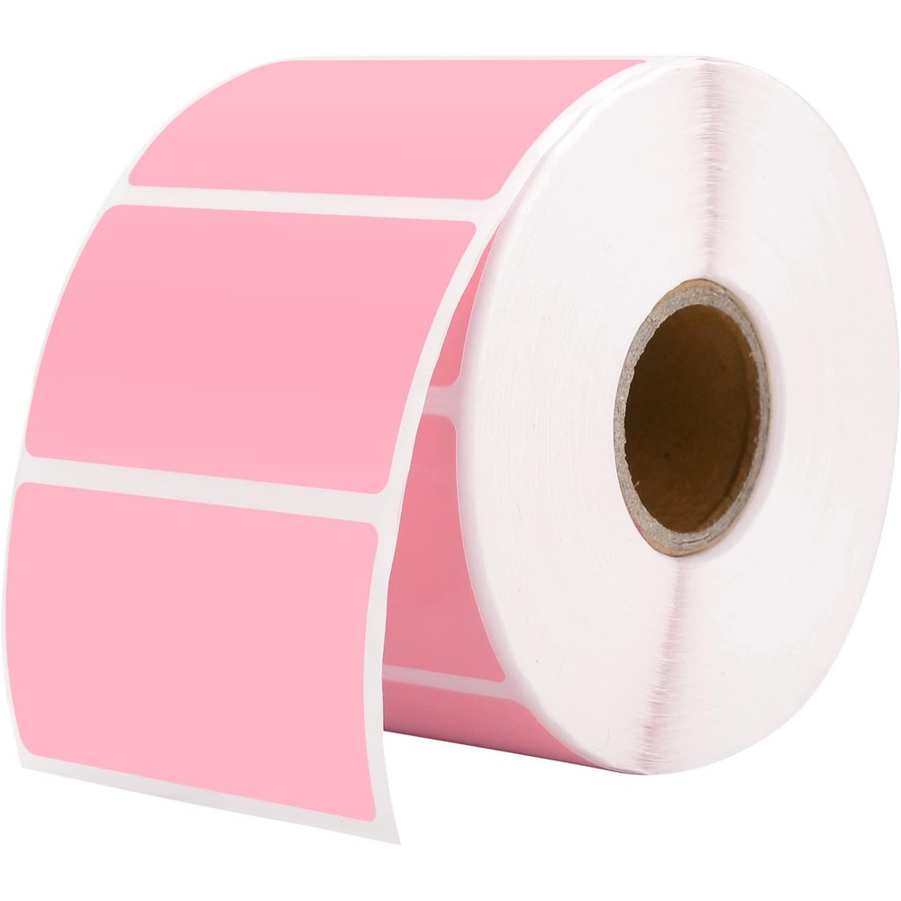 image:imageMUNBYN 225x125 Thermal Sticker Labels Blue SelfAdhesive Barcode Label Paper for Direct Thermal Printer and Business MultiPurpose Rectangle Address Shipping Mailing Stickers1000 SheetsRollPink