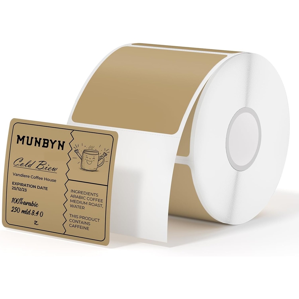 image:imageMUNBYN 3x2 Inch White Thermal Labels Thermal Sticker Labels for Price Barcode Mailing Name 500 Sheets1 RollBrown