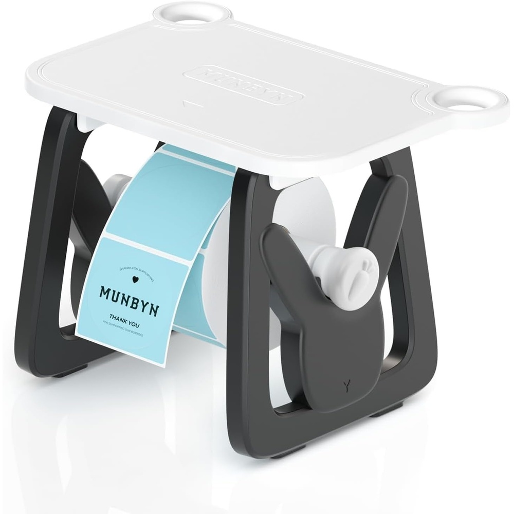 image:imageMUNBYN Label Holder for Rolls and Fanfold Labels Thermal Sticker Holder for Desktop Thermal Printer Accessory Supplies for Home Office Small BusinessBlack and White