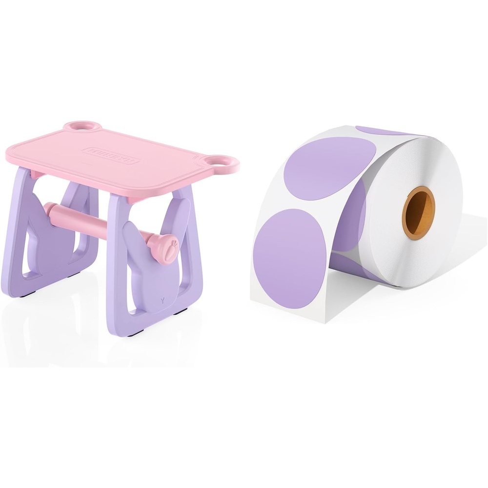 image:imageMUNBYN Label Holder for Rolls and Fanfold Labels2 Inch Lavender Purple Circle Thermal Sticker Labels