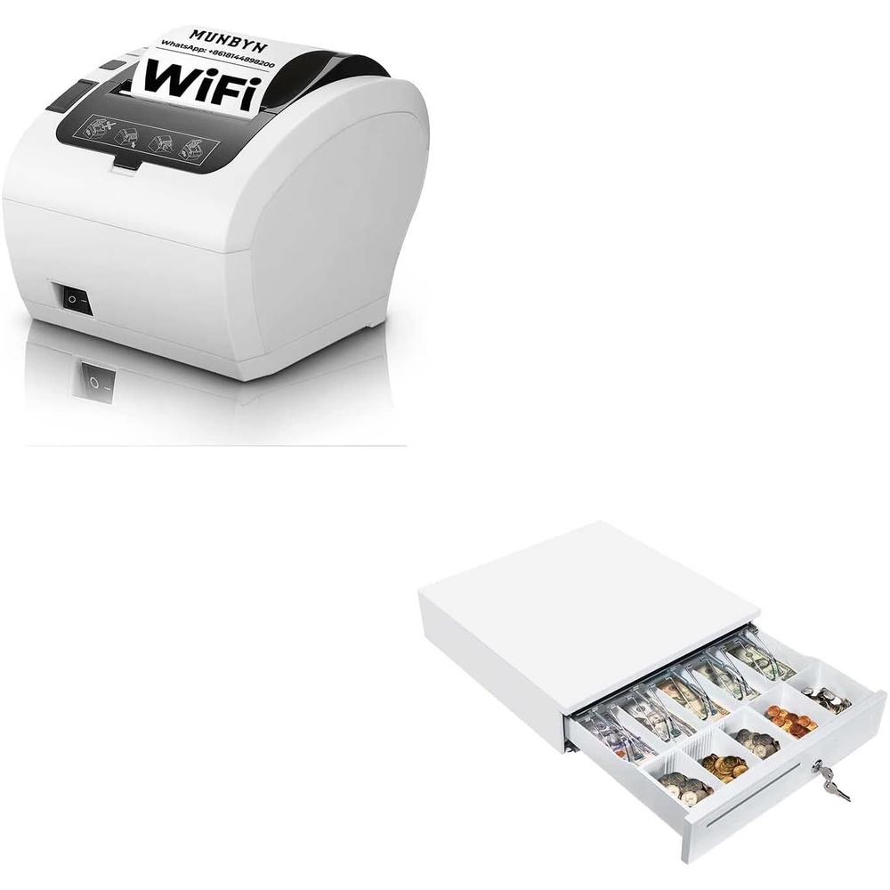 image:imageMUNBYN P047 WiFi Thermal Receipt Printer 80mm USBLANRS232 WindowsMacLinux Square Compatible Energy Star Certified 16 Heavy Duty Cash Register