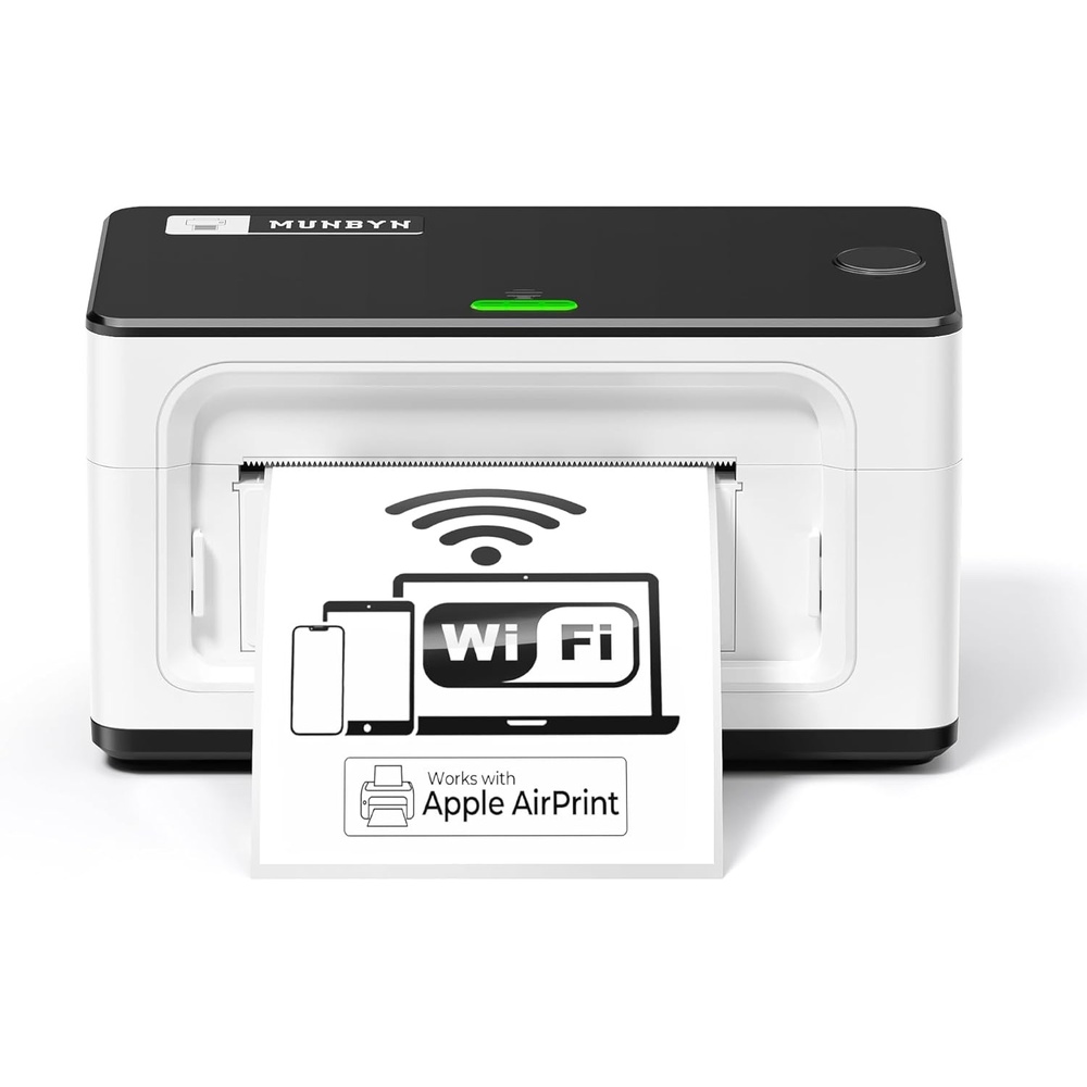 image:imageMUNBYN Wireless WiFi Thermal Printer Shipping Label Printer Compatible with AirPrint iPhone iPad MacOS Android Windows Suit for Small BusinessNo Ink Fast amp Clear PrintingWhite