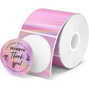 image:imageMUNBYN 2 Circle Holographic Thermal Label Stickers Blue Round Printable Rainbow Glitter Thermal Printer Sticker Labels for Gift Wrapping SelfAdhesive Name Price Tag DIY Custom Logo DesignHolographic Pink
