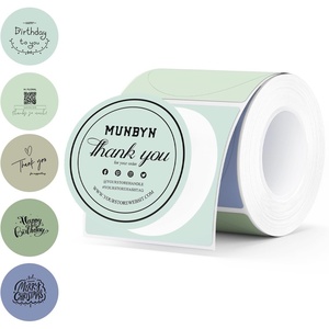 image:imageMUNBYN 2 Inch Circle Thermal Labels Multicolor Thermal Label Stickers for Custom Logo Candle 150 Sheets1 RollMorandi Summer