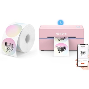 image:imageMUNBYN 2 Inch Circle Thermal Sticker Labels and Bluetooth Thermal Label Printer
