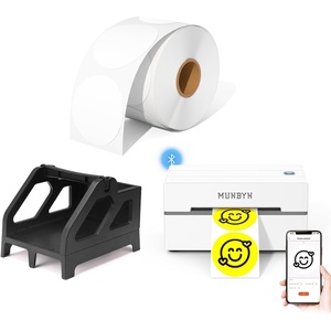 image:imageMUNBYN 2 Inch Circle Thermal Sticker LabelsShipping Label Holder130B Bluetooth Thermal Label Printer