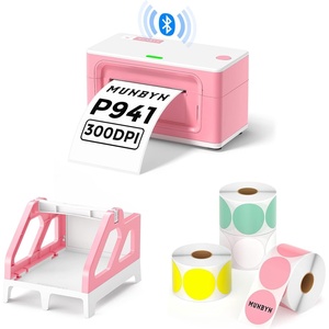 image:imageMUNBYN 2 Inch Color Circle Thermal Sticker Label Pink Label Holder for Rolls and FanFold Labels Bluetooth Thermal Label Printer 941B