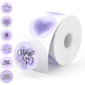 image:imageMUNBYN 2 Inch Purple Circle Thermal Labels Round Stickers 6 Shapes in One Roll Thermal Label Stickers for Jar Baking 750 Sheets1 Roll