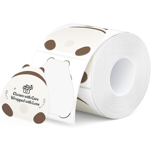 image:imageMUNBYN 200 Pcs Panda Cartoon Label Stickers Direct Cute Animal Roll Thermal Stickers Printable Small Animal Stickers Labels for Kids School Water BottleBack