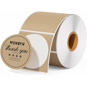 image:imageMUNBYN 3 Inch Pink Circle Thermal Sticker Labels MultiPurpose SelfAdhesive Round Direct Thermal Labels for Business 500 Sheets1 RollBrown