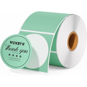 image:imageMUNBYN 3 Inch Pink Circle Thermal Sticker Labels MultiPurpose SelfAdhesive Round Direct Thermal Labels for Business 500 Sheets1 RollGreen
