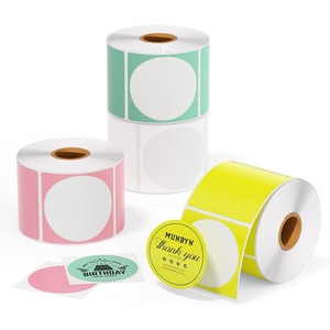 image:imageMUNBYN 3 Inch Pink Circle Thermal Sticker Labels MultiPurpose SelfAdhesive Round Direct Thermal Labels for Business 500 Sheets1 RollMulticolor