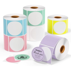 image:imageMUNBYN 3 Inch Pink Circle Thermal Sticker Labels MultiPurpose SelfAdhesive Round Direct Thermal Labels for Business 500 Sheets1 RollMultiple Colors