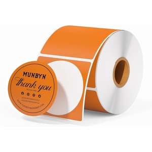 image:imageMUNBYN 3 Inch Pink Circle Thermal Sticker Labels MultiPurpose SelfAdhesive Round Direct Thermal Labels for Business 500 Sheets1 RollOrange
