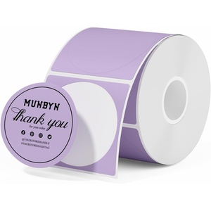 image:imageMUNBYN 3 Inch Pink Circle Thermal Sticker Labels MultiPurpose SelfAdhesive Round Direct Thermal Labels for Business 500 Sheets1 RollPurple