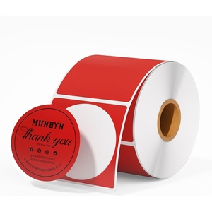 image:imageMUNBYN 3 Inch Pink Circle Thermal Sticker Labels MultiPurpose SelfAdhesive Round Direct Thermal Labels for Business 500 Sheets1 RollRed