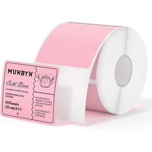 image:imageMUNBYN 3x2 Inch White Thermal Labels Thermal Sticker Labels for Price Barcode Mailing Name 500 Sheets1 RollPink