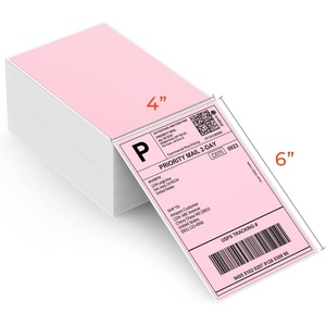 image:imageMUNBYN 4x6 Pink Direct Thermal Shipping Labels Commercial Grade Permanent Adhesive Fanfold Mailing Postage Label Paper for Thermal Printers and Packages 500 Sheets per StackPink