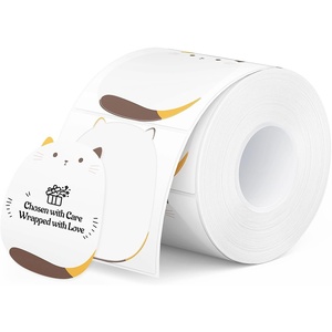 image:imageMUNBYN Cat Cartoon Thermal Labels SelfAdhesive Cute Printable Stickers for Kids and Schools Waterproof Animal Stickers 200 Labels1 Roll