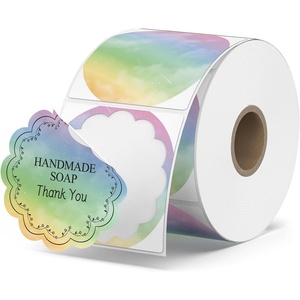 image:imageMUNBYN Flower ShapeThermal Label Stickers 225inch Watercolor Thermal Labels MultiPurpose Stickers for Packaging Gifts Business DIY Logo Design 500 Labels1 Roll ITLP22LLRD