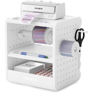 image:imageMUNBYN ILH03 4x6 Thermal Label Holder 5in1 Sticker Holder with 3Tier Shelf Drawer Hooks amp Pegboard for Shipping Label Printing Office Small Business Home