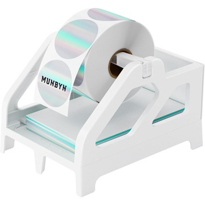 image:imageMUNBYN Label Holder for Rolls and FanFold Labels Thermal Sticker Roll Holder for Desktop Thermal Printer Shipping Supplies Industrial Paper PinkWhite