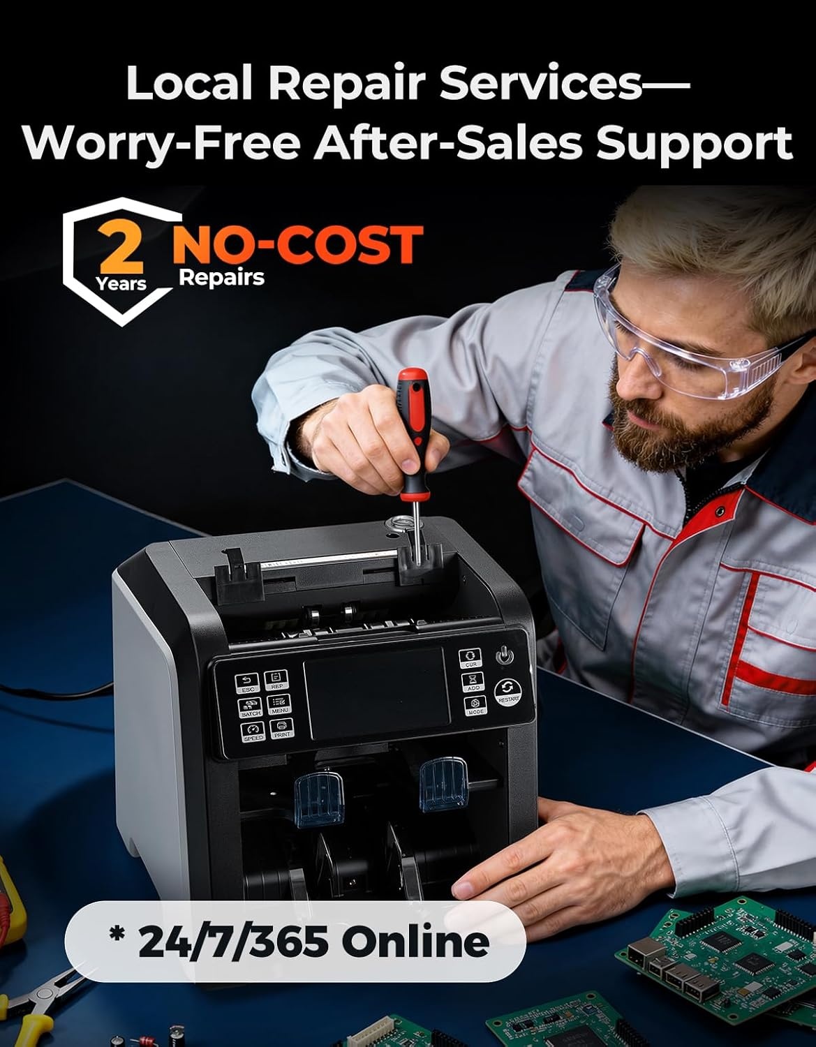 image:imageMUNBYN IMC23 Money Counter Machine Mixed Denomination with Reject Pocket 2 CISUVMGIRDD Counterfeit Detection Multi Currency Touch Screen with External DisplayPrinter in One 2Y Warranty