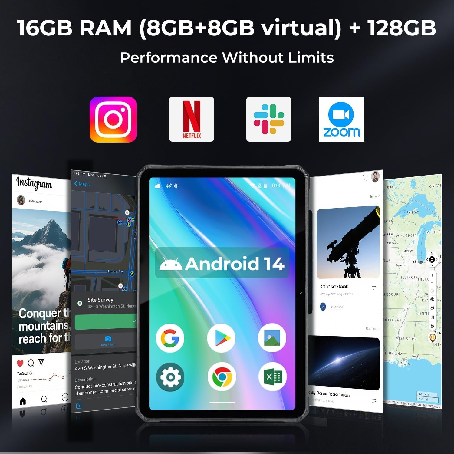 image:imageMUNBYN 11inch Rugged Tablet ILT02 Android 14 UTV Tablet 16GB128GB with GPS IP68 Weather Proof 32MP48MP Dual Camera 4G LTE for Offroad UTV Drone 2Y Protection