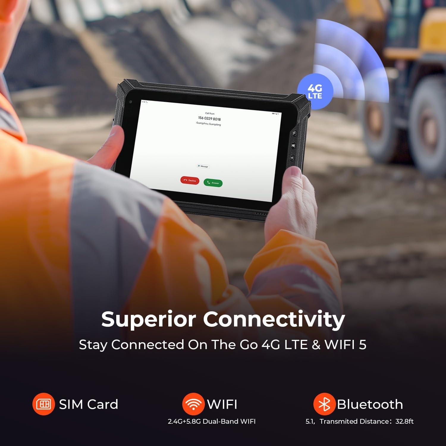 image:imageMUNBYN 2026 Rugged Windows Tablet IRT06 8 Windows 11 Pro 8GB128GB Tough Tablet 700nit Sunlight Readable Intel N5100 Rugged PC for Construction Industrial 2Y Protection
