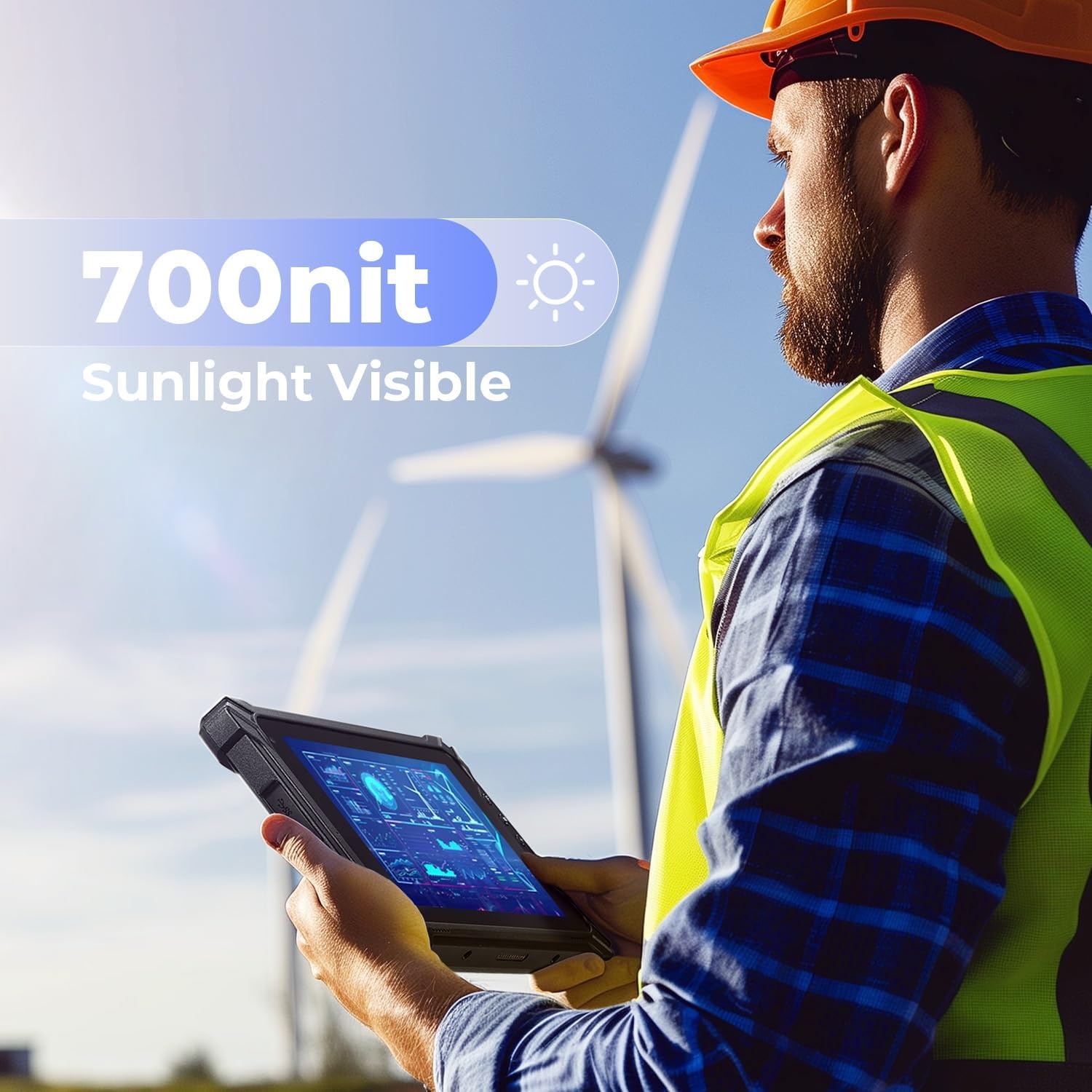 image:imageMUNBYN 2026 Rugged Windows Tablet IRT06 8 Windows 11 Pro 8GB128GB Tough Tablet 700nit Sunlight Readable Intel N5100 Rugged PC for Construction Industrial 2Y Protection