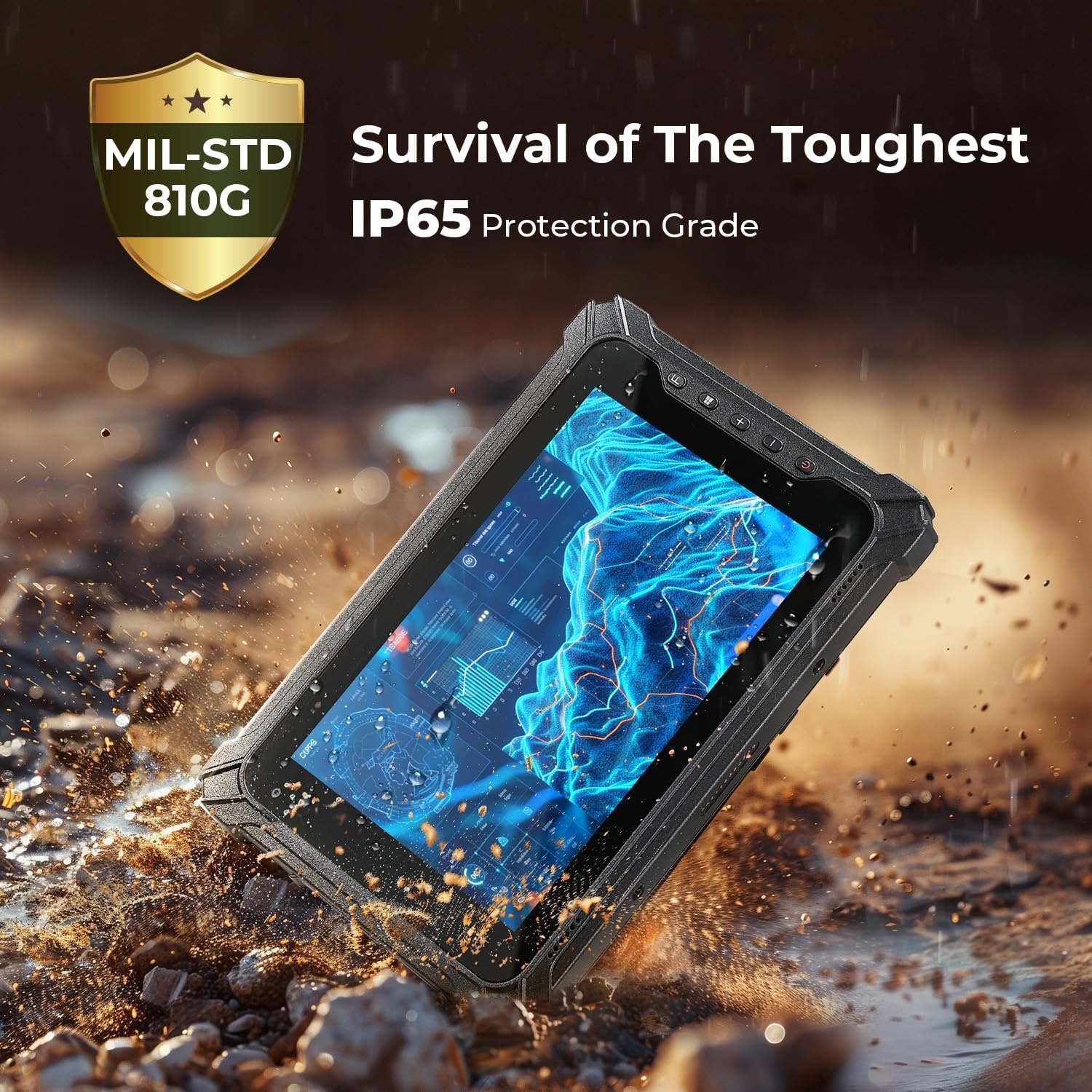image:imageMUNBYN 2026 Rugged Windows Tablet IRT06 8 Windows 11 Pro 8GB128GB Tough Tablet 700nit Sunlight Readable Intel N5100 Rugged PC for Construction Industrial 2Y Protection