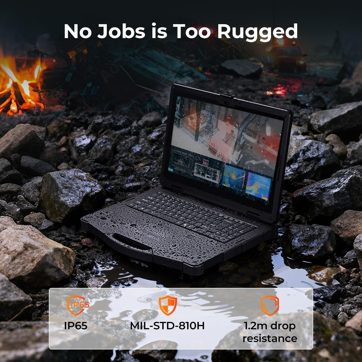 image:imageMUNBYN HighEnd Rugged Laptop IRX17 156 Windows 11 Pro Intel i71255U 32GB DDR5512GB SSD 1000 Nits Sunlight Readable WiFi 6 IP65 Heavy Duty Laptop Dual Batteries 2Y ProtectionNew