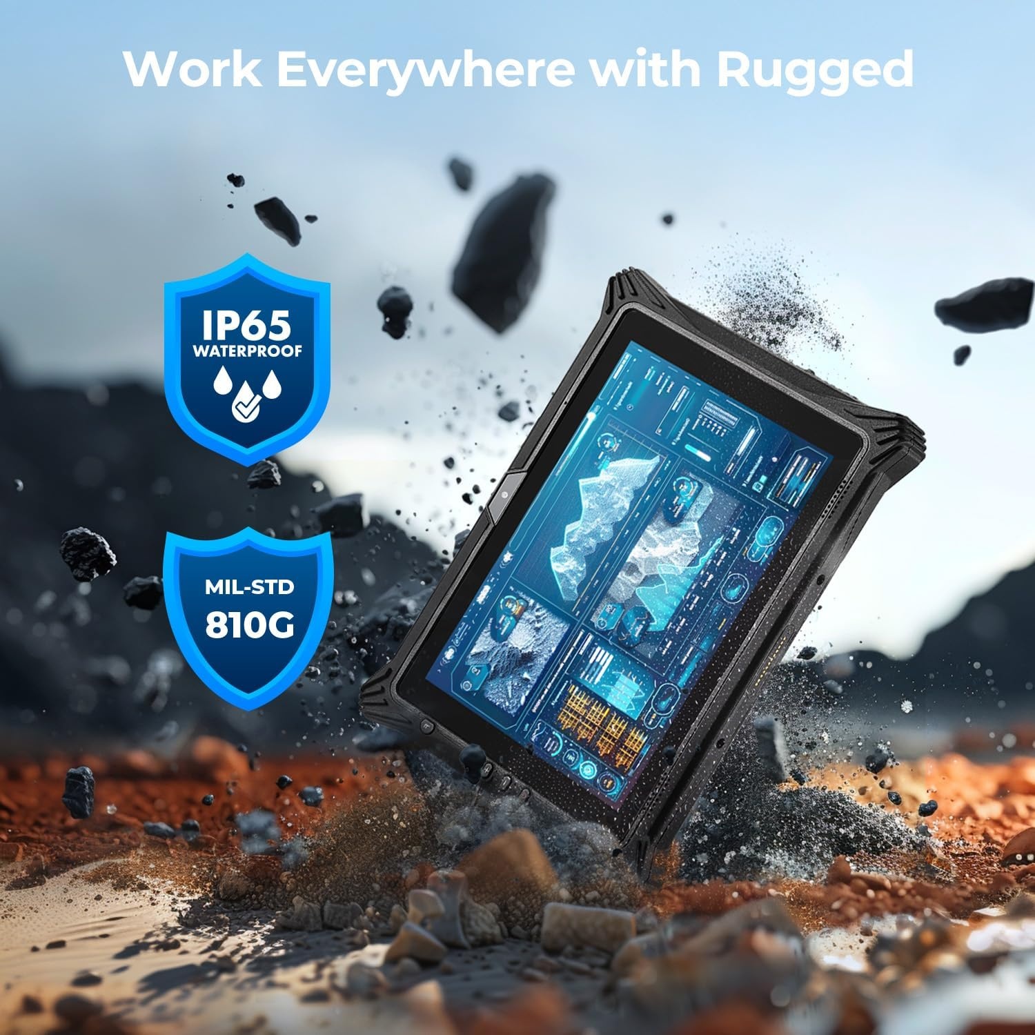 image:imageMUNBYN HighEnd Rugged Windows Tablet IRT10 101 Windows 11 IoT Enterprise i51235U WiFi 6 Rugged Tablet16GB128GB Replaceable SSDHot Swappable for Construction Work2Y Protection