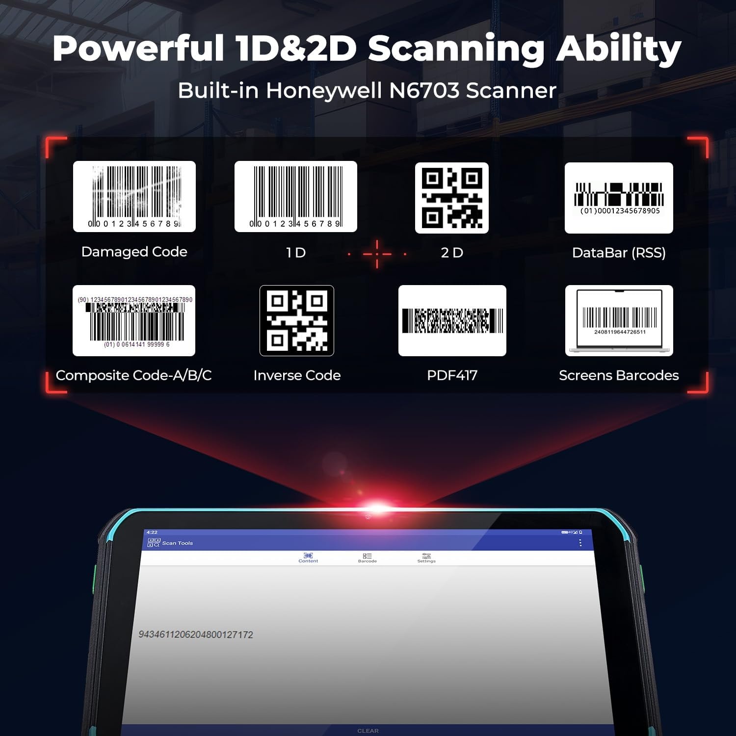 image:imageMUNBYN ILT01 8inch Rugged Tablet Scanner Android 13 4GB64GB Warehouse Tablet Equipped with N6703 Barcode Scanner 4G LTE amp WiFi 5 1D2DQR Warehouse Equipment 2Y Protection