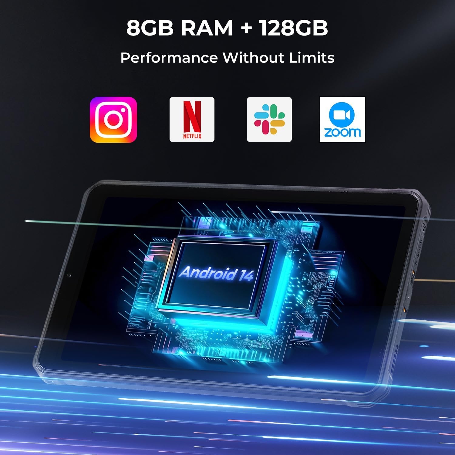 image:imageMUNBYN Rugged Tablet Android 14 ILT03 868 GPS Tablet for UTV 33W Fast Charging IP68 Waterproof 8000mAh Lasts 11 Hours 32MP48MP Dual Camera 8GB128GB 4G LTE for Offroad Drone 2Y Protection
