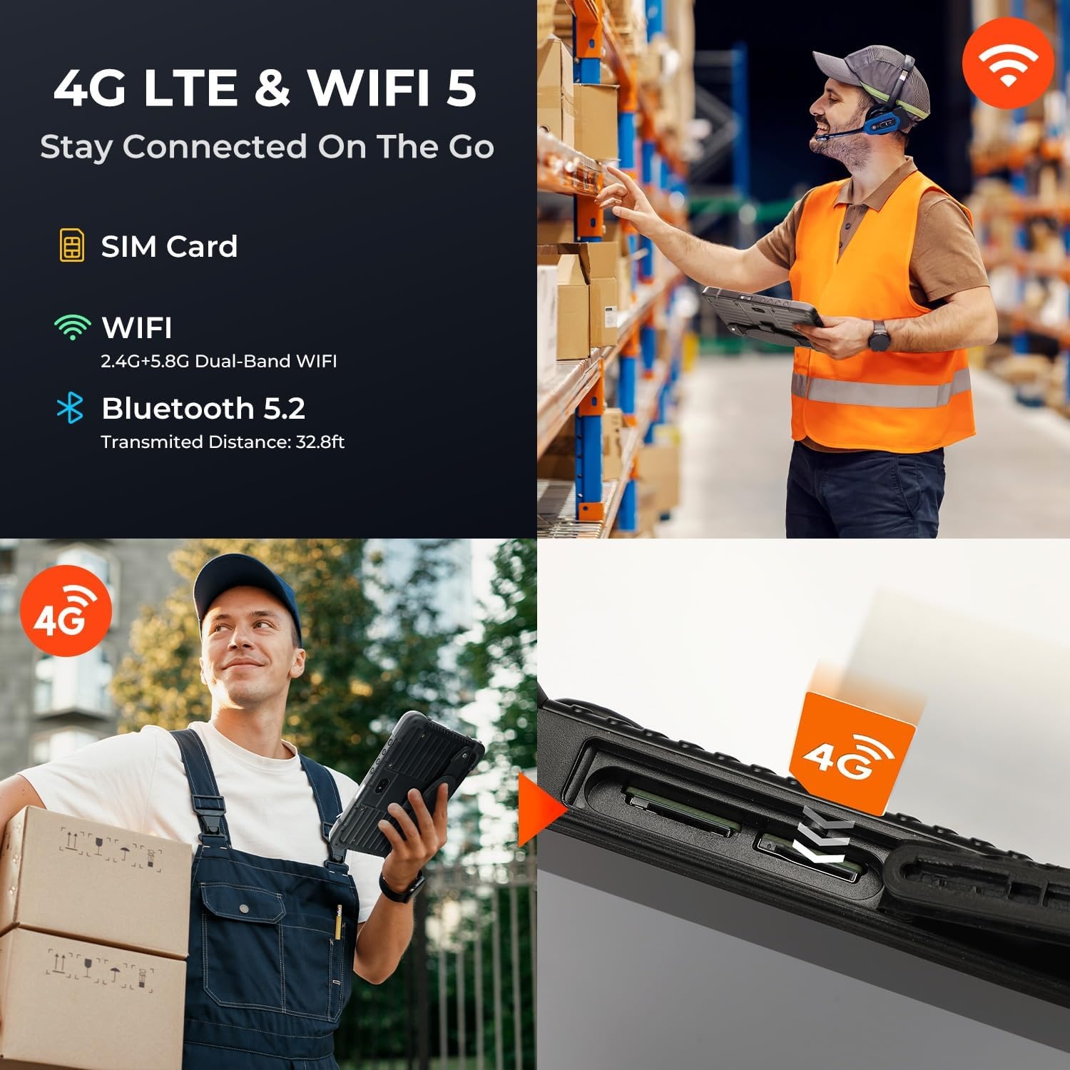 image:imageMUNBYN Rugged Tablet Scanner IRT01P Android 14 Industrial Tablet Equip with Zebra SE4710 Scanner 8GB128GB Barcode Tablet 700nit IP67 Rugged Tablet Rugged Enterprise Tablet with Barcode Scanner