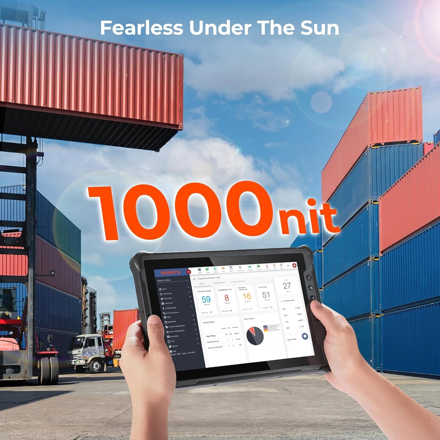 image:imageMUNBYN Rugged Tablet with Barcode Scanner101inch Windows 11 Pro Tablet WiFi 6 1000nit Sunlight Readable Builtin Honeywell N4680 Scanner Intel N100 Rugged PC 4G LTE for Warehouse Gray